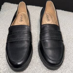 Life Stride soft system Womens Size 9, black London penny loafers w.rubber soles